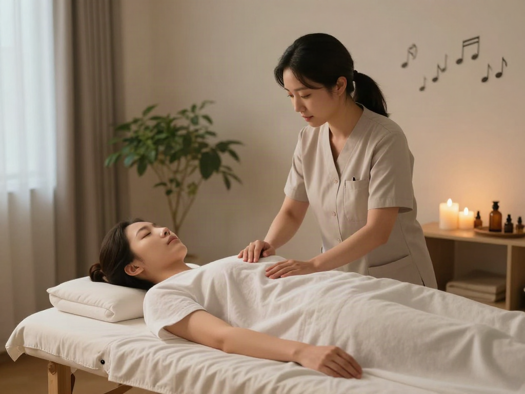 Relaxing 강동구출장안마 therapy session in a serene wellness center