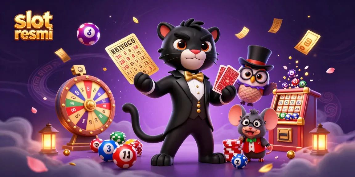 Connecting with slot resmi, the stylish panther deals cards amidst vibrant casino elements, creating a lively atmosphere.